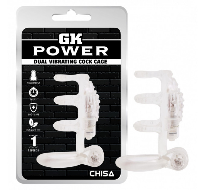 Насадка с вибрацией Chisa GK Power и эрекционными кольцами, прозрачная