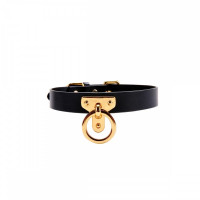 Нашийник-чокер з кільцем, італійська шкіра Leather Cosplay Choker UPKO, розмір L