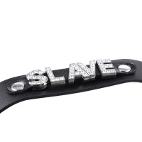 Ошейник с надписью SLAVE из страз DS Fetish, кожзам, черный