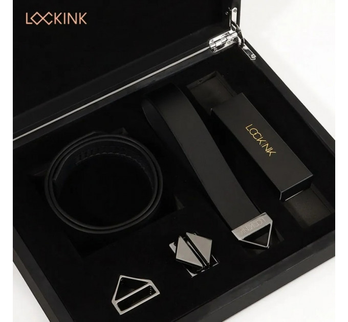 Ошейник с поводком кожа Черный Lockink