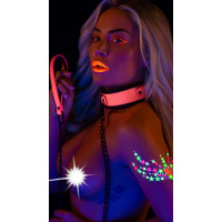 Нашийник з повідцем, що світиться в темряві Taboom Glow In the Dark Collar and Chain Leash, рожевий