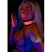 Нашийник з повідцем, що світиться в темряві Taboom Glow In the Dark Collar and Chain Leash, рожевий