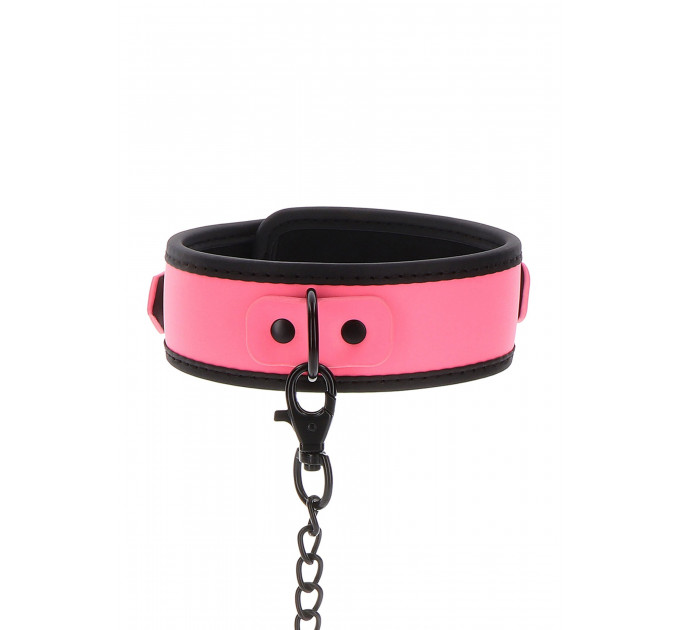 Ошейник с поводком светящийся в темноте Taboom Collar and Chain Leash, розовый