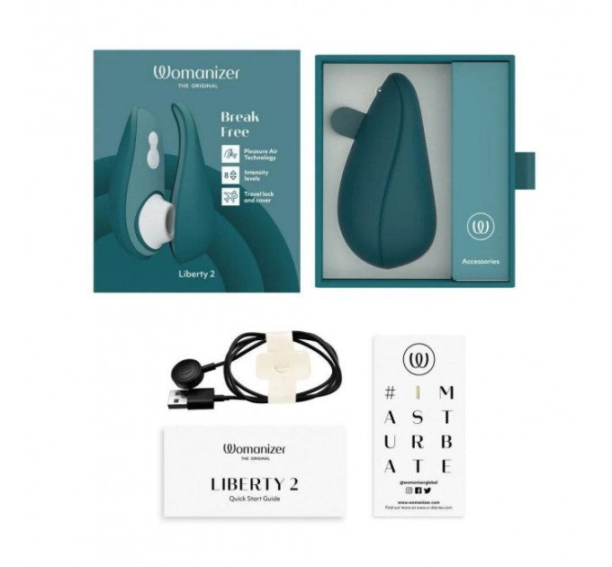 Вакуумный клиторальный стимулятор Womanizer Liberty 2 Dark Petrol, синий