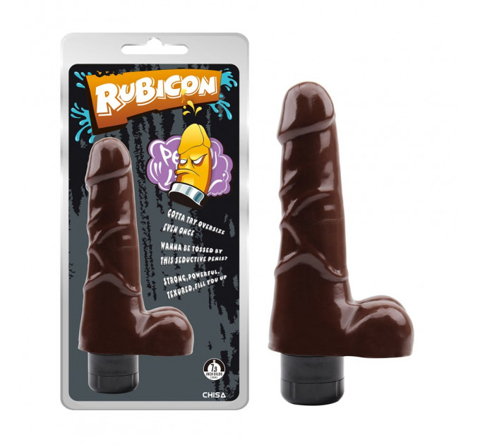 Вибратор реалистичный с мошонкой Chisa Rubicon, коричневый