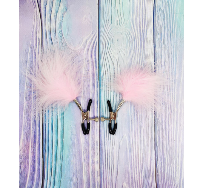 Зажимы на соски DS Fetish Nipple clamps metal feather pink
