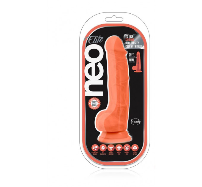 Фаллоимитатор с двойной плотностью Blush NEO ELITE 7.5INCH ORANGE