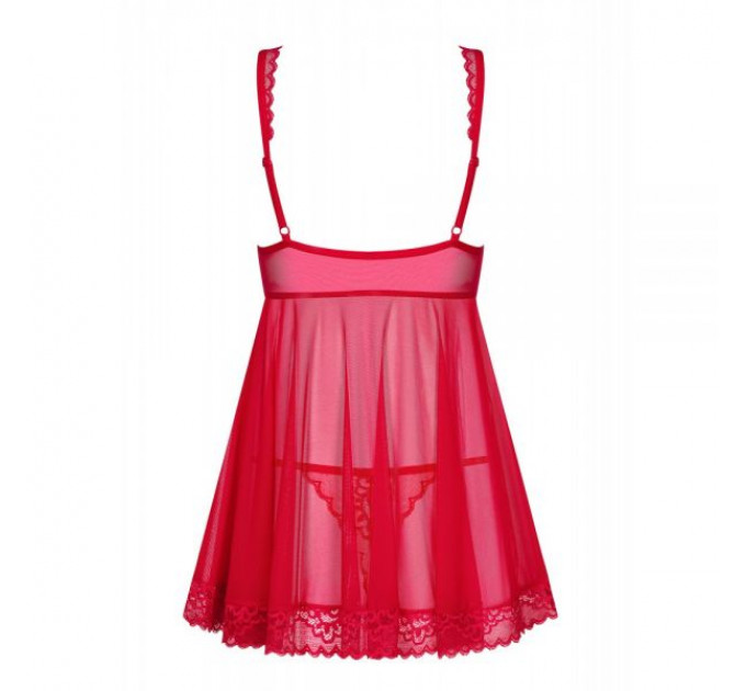 Бебидолл Obsessive Rougebelle babydoll & thong red S/M