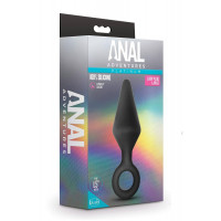 Анальная пробка с кольцом-стоппером L Anal Adventures Blush, силиконовая, черная, 13.3 х 3.8 см