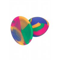 Анальная пробка силиконовая CalExotics Cheeky Tie-Dye Plug, разноцветная, Medium