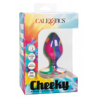 Анальная пробка силиконовая CalExotics Cheeky Tie-Dye Plug, разноцветная, Medium