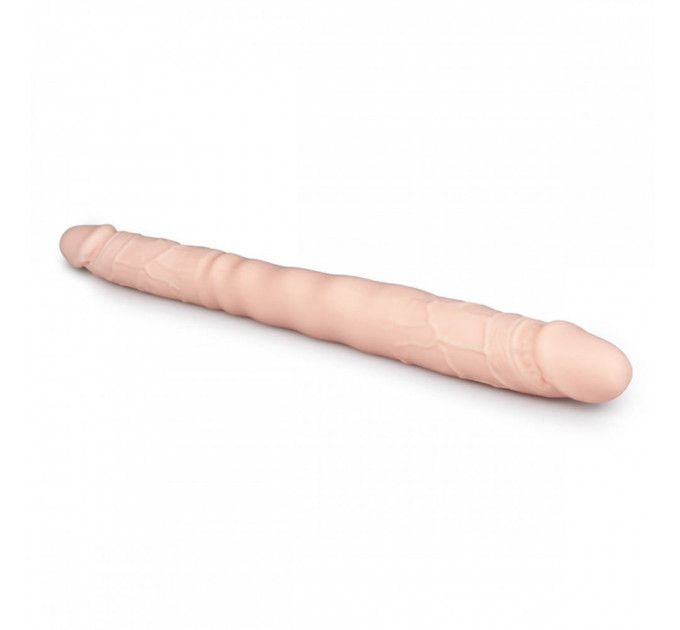ET207SKN Двухсторонний реалистичный фаллоимитатор Easytoys, силиконовый, бежевый, 40 х 3.8 см.