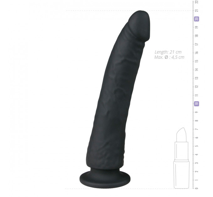 Фаллоимитатор реалистичный на присоске Easytoys черный, 21 х 3.4 см