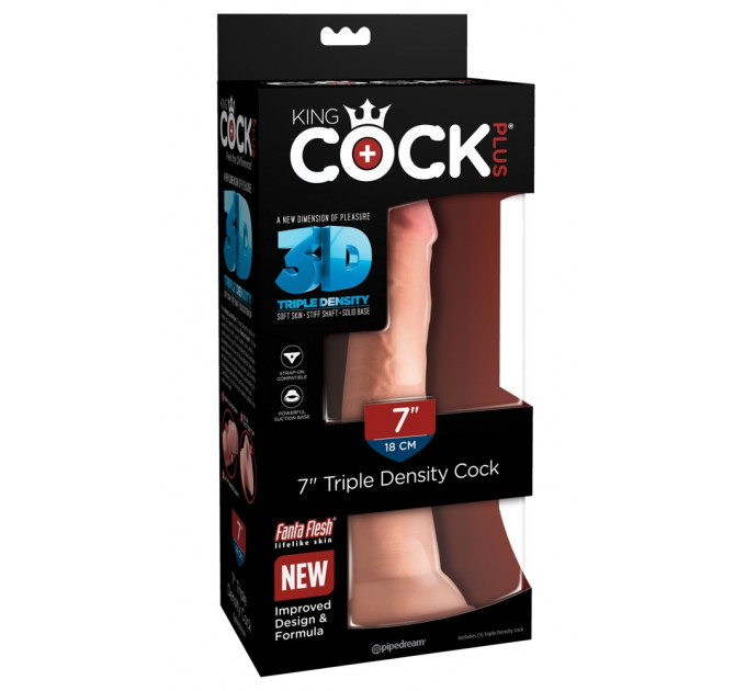 Фаллоимитатор реалистичный на присоске King Cock, бежевый