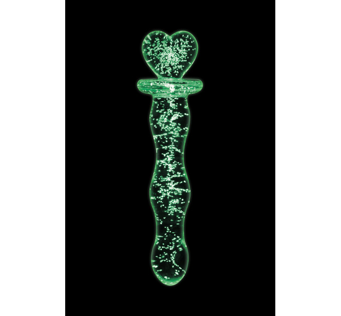 Фаллоимитатор стеклянный светящийся NS Novelties FIREFLY GLASS HEART A GLOW CLEAR