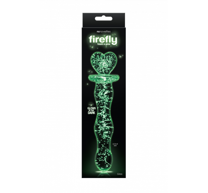 Фаллоимитатор стеклянный светящийся NS Novelties FIREFLY GLASS HEART A GLOW CLEAR