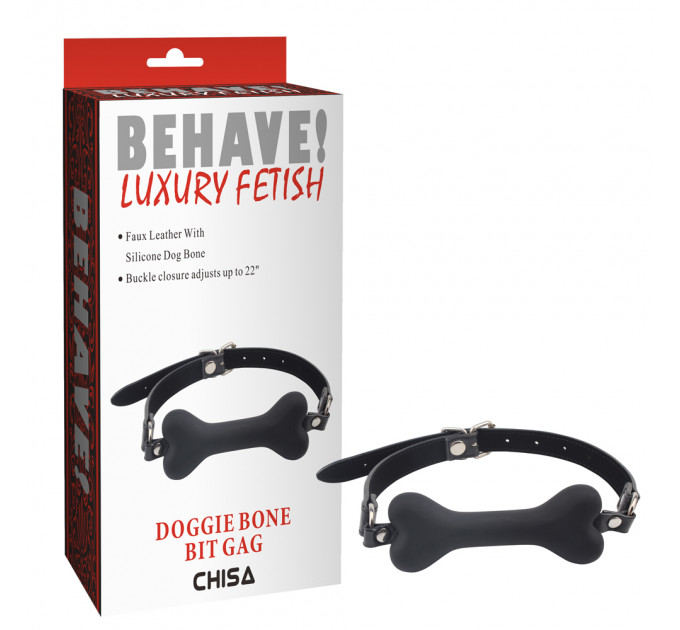 Кляп косточка Chisa Behave! Luxury Fetish, черный