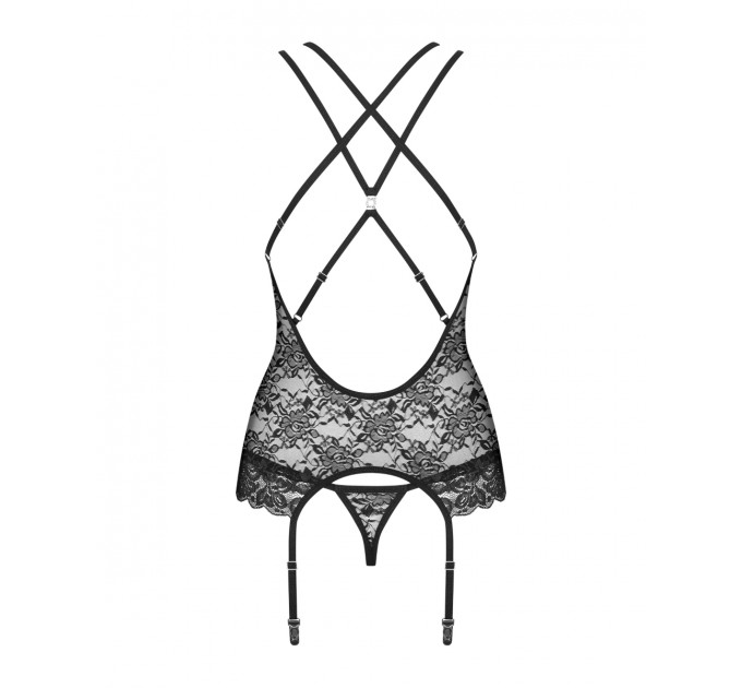 Комплект корсет с трусиками Obsessive 860-COR-1 черный, S/M