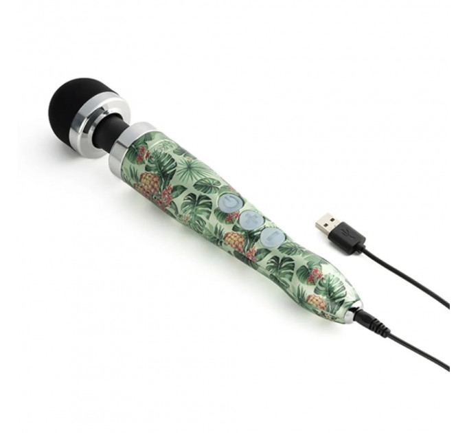 Массажер-микрофон Doxy Die Cast 3R Wand Vibrator Pineapple, с ананасами, зеленый