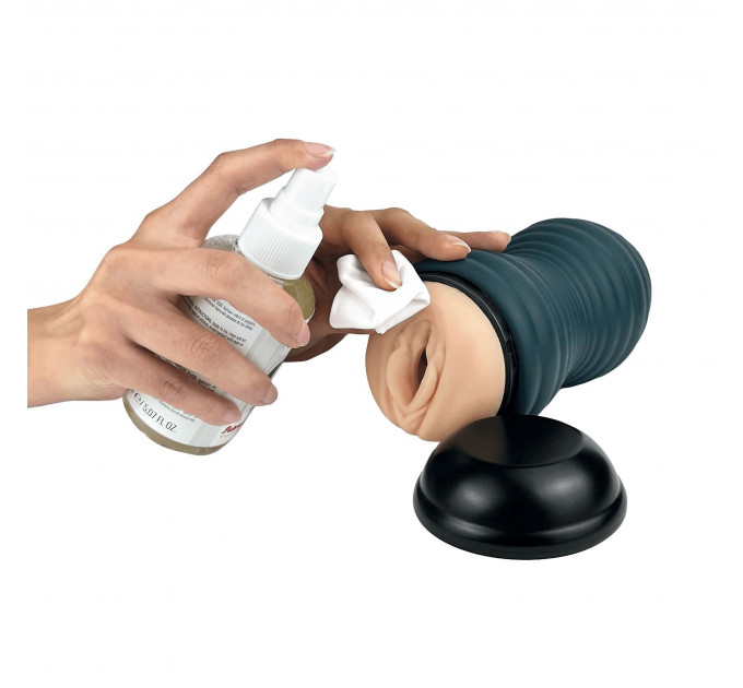 Мастурбатор вагина из киберкожи Adrien Lastic Siltex Ultra, бежевый в серой колбе