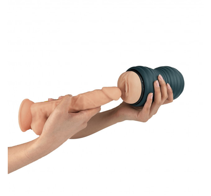 Мастурбатор вагина из киберкожи Adrien Lastic Siltex Ultra, бежевый в серой колбе
