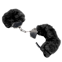 Наручники DS Fetish Plush handcuffs, металл с мехом, черные