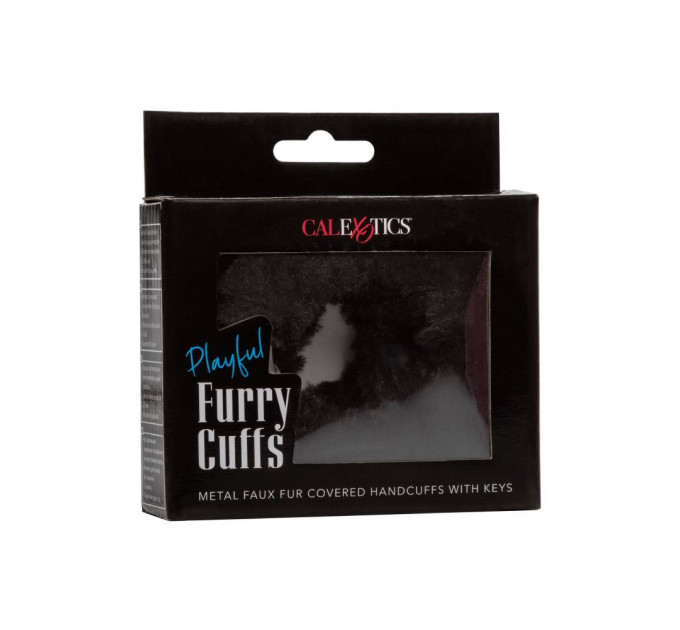 Наручники с мехом CalExotics с цепью, черные