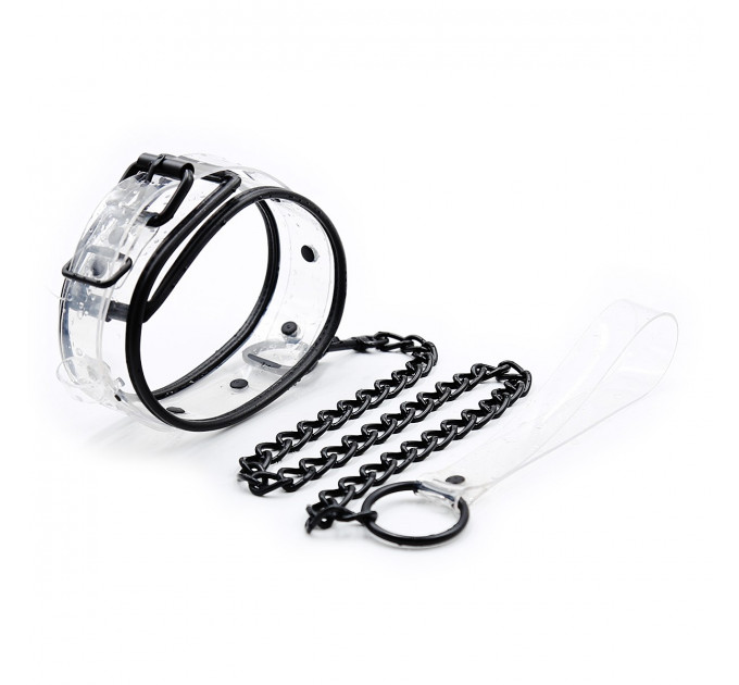 Ошейник с поводком DS Fetish Collar with leash transparent