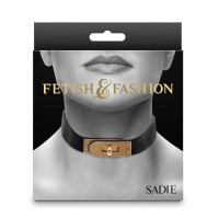 Нашийник із золотистою фурнітурою NS Novelties Fetish & Fashion, чорний
