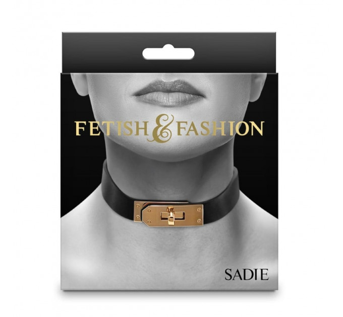 Нашийник із золотистою фурнітурою NS Novelties Fetish & Fashion, чорний