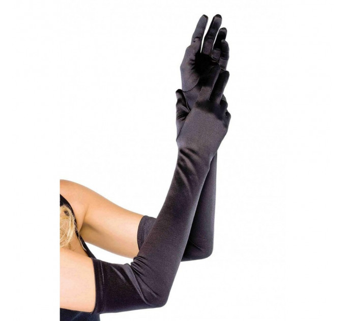 Рукавички One Size Extra Long Opera Length Satin Gloves від Leg Avenue, чорні