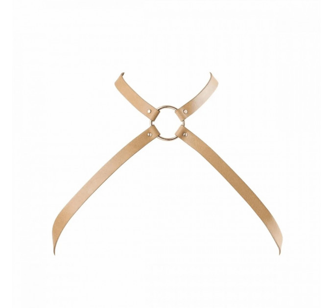 Портупея из экокожи Bijoux Indiscrets MAZE – Cross Cleavage, бежевая