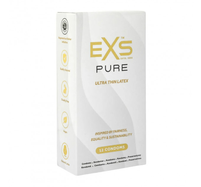 Презервативы тонкие EXS PURE веганские, латексные (цена за пачку, 12 шт.)