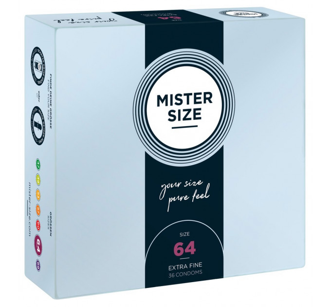 Презервативы ультатонкие латексные Mister Size 64 мм (цена за упаковку 36 шт.)