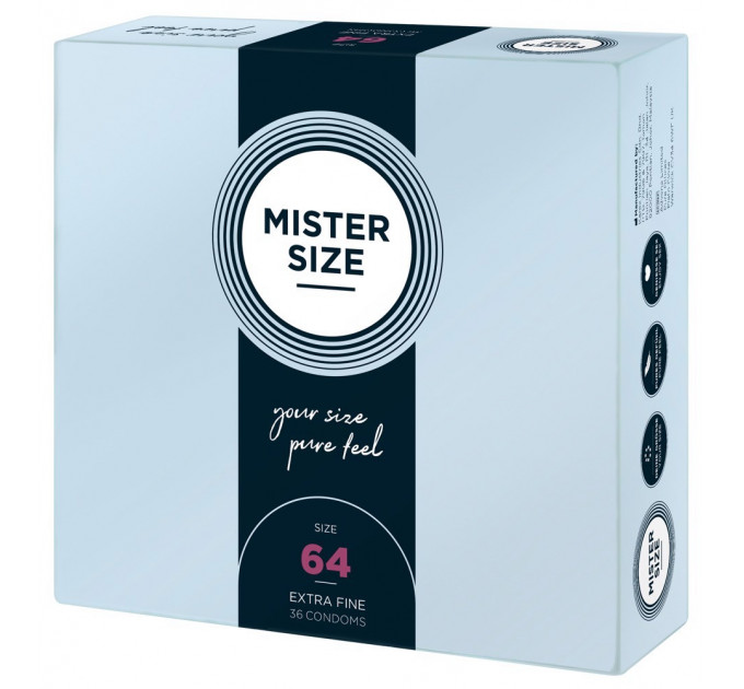 Презервативы ультатонкие латексные Mister Size 64 мм (цена за упаковку 36 шт.)