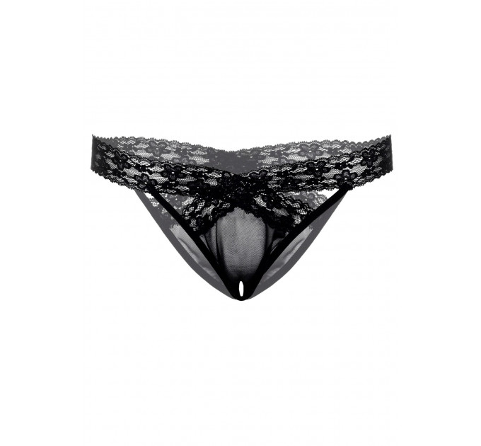 Трусики кружевные с открытым доступом Daring Intimates Alessandra, черный, S/M