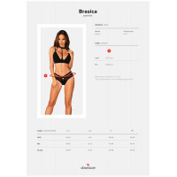 Трусики полупрозрачные Obsessive Brasica, V-образного кроя, черные, M/L