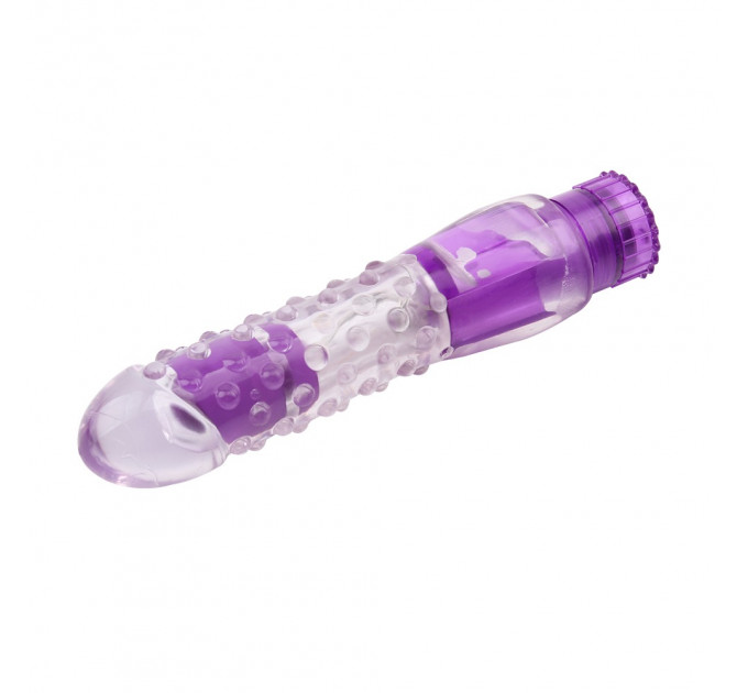Вибратор прозрачный с рельефом Chisa Crystal Jellie Pleaser на батарейках, фиолетовый