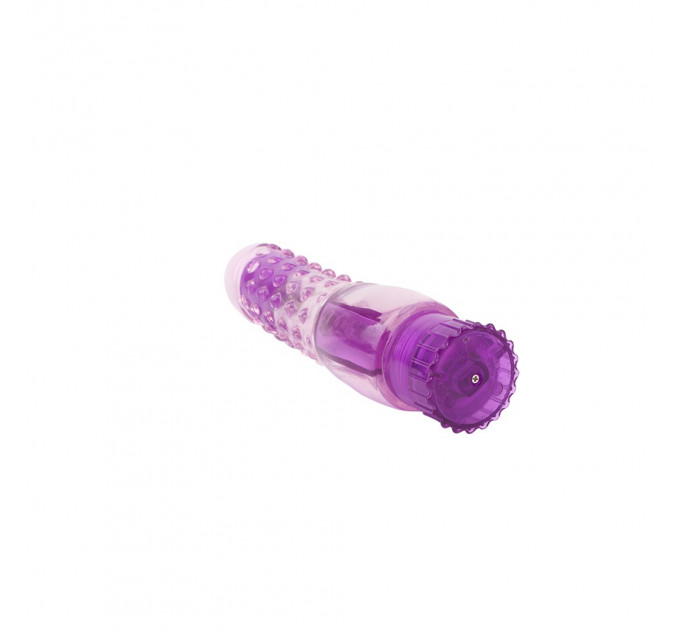 Вибратор прозрачный с рельефом Chisa Crystal Jellie Pleaser на батарейках, фиолетовый