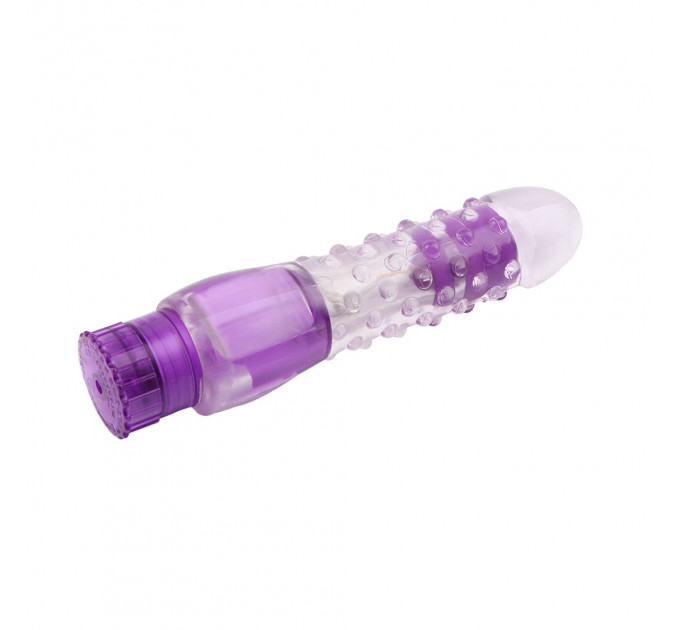 Вибратор прозрачный с рельефом Chisa Crystal Jellie Pleaser на батарейках, фиолетовый