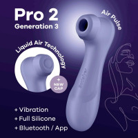 Вібратор кліторальний вакуумний SATISFYER PRO 2 покоління 3 BLUETOOTH бузковий