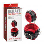Наручники черные Chisa Behave! Luxury Fetish с мягкой красной подкладкой