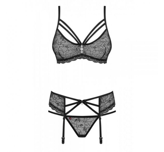 Комплект с поясом для чулок Obsessive 818-SEG-1 S/M