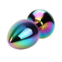 Анальна пробка із кристалом Chisa Matrix Mont Rainbow Gem, металева, різнокольорова, 7 х 2.7 см