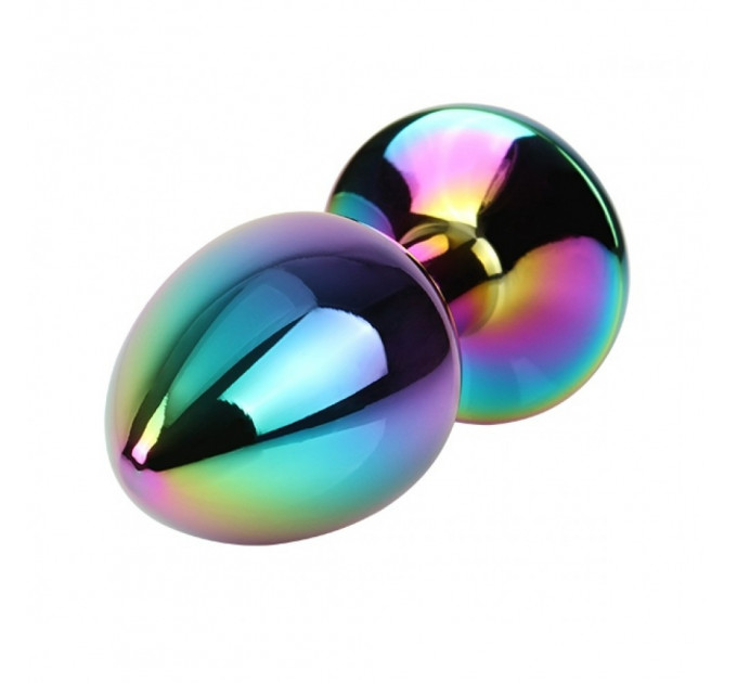Анальна пробка із кристалом Chisa Matrix Mont Rainbow Gem, металева, різнокольорова, 7 х 2.7 см