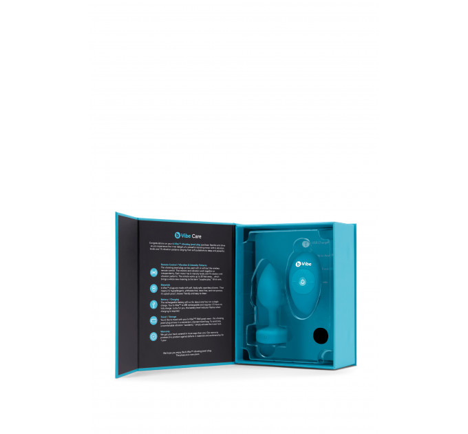 Анальна пробка з вібрацією та каменем B-Vibe - Vibrating Jewel Plug S/M, синя