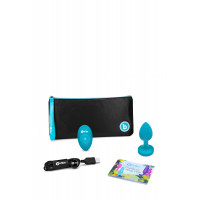 Анальна пробка з вібрацією та каменем B-Vibe - Vibrating Jewel Plug S/M, синя