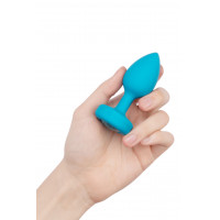 Анальна пробка з вібрацією та каменем B-Vibe - Vibrating Jewel Plug S/M, синя
