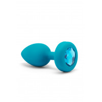 Анальна пробка з вібрацією та каменем B-Vibe - Vibrating Jewel Plug S/M, синя