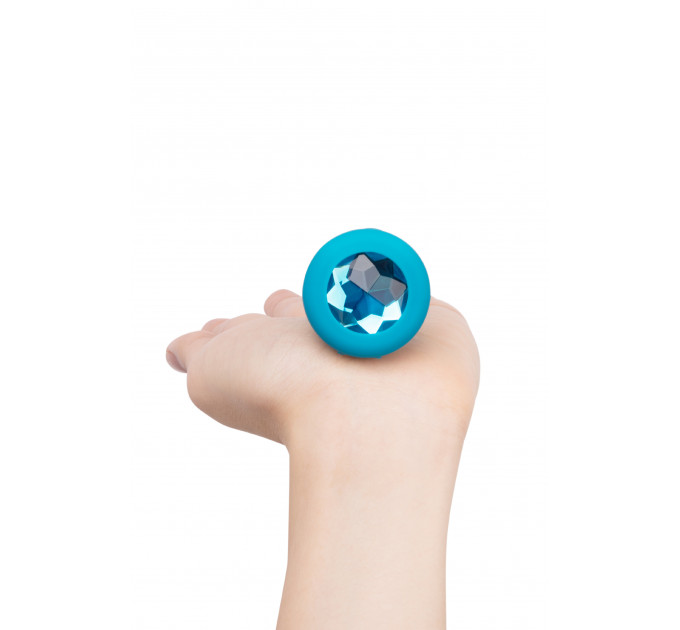 Анальна пробка з вібрацією та каменем B-Vibe - Vibrating Jewel Plug S/M, синя